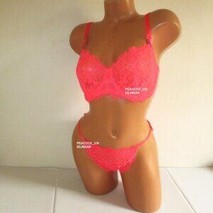 38DD/XL Victoria Secret Dream Angels Unlined Push Up w/o Pad Bra Set String Biki